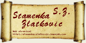 Stamenka Zlatković vizit kartica